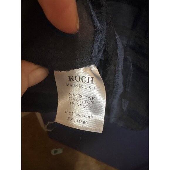 Koch Womens S Textured Long Sleeve Top Navy Patchwork Stripe Pattern - Picture 5 of 5